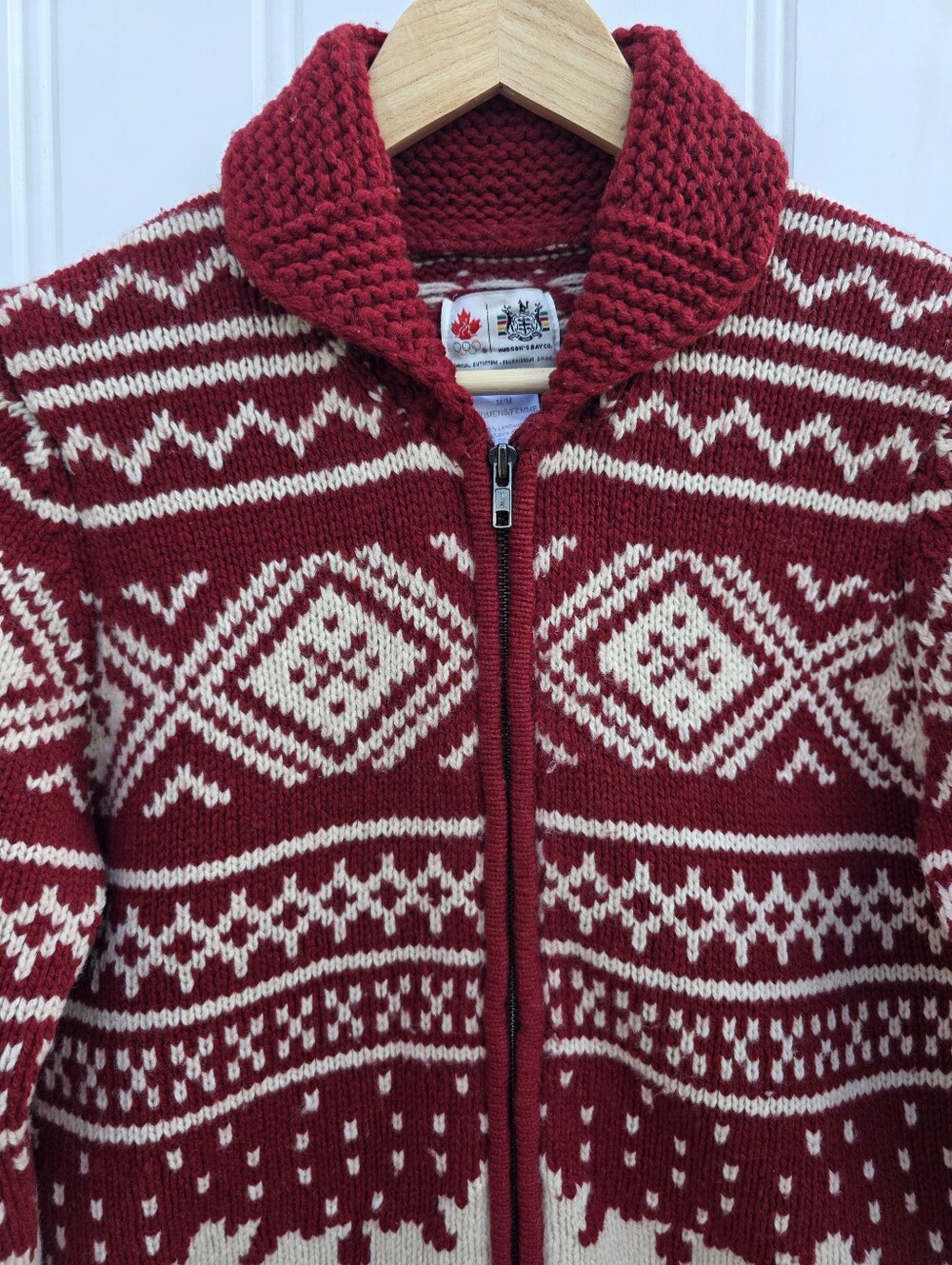 Hudson's Bay Company HBC Team Canada Olympic Cowichan Style Wool Cardigan Medium - Picture 2 of 11